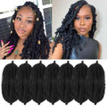 GOWIT 16 Inch Black Marley Twist Braiding Hair - 7 Packs, Soft & Pre-Stretched