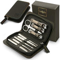Black Stainless Steel Manicure Set for Men & Women – 9-Piece Travel Grooming Kit