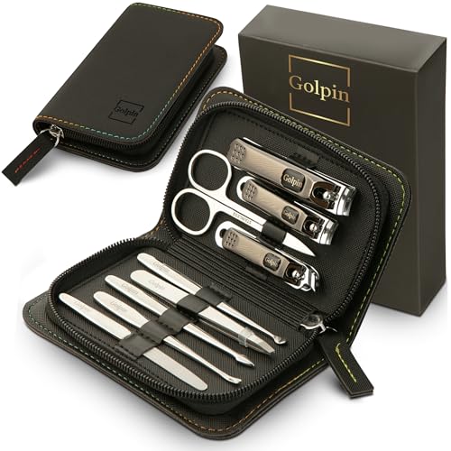 Black Stainless Steel Manicure Set for Men & Women – 9-Piece Travel Grooming Kit