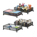 Uyokcnie Black Foldable Under Bed Storage Containers 4 Pack with Handles & Wheels