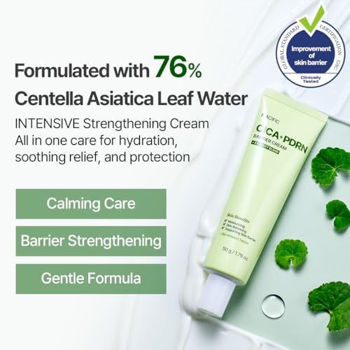 NACIFIC Cica PDRN Barrier Repair Cream, Korean Moisturizer with 76% Centella Asiatica, Skin Barrier Strengthening & Deep Hydration for Dry Sensitive Skin, Low pH Calming Face Cream, 1.76 oz (50g)