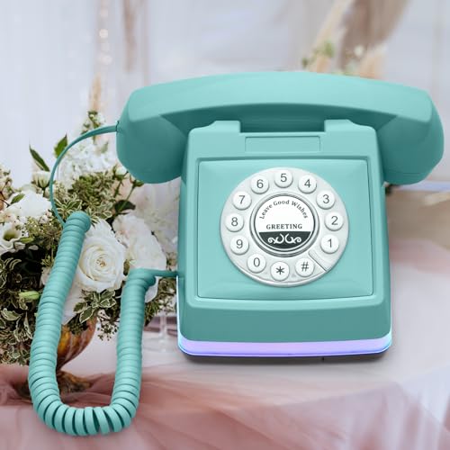 Old Model Blue Retro Audio Guest Book Phone with 32GB Recording - Wedding & Party Keepsake