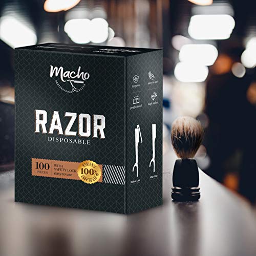 Disposable Stainless Steel Straight Edge Razors for Men - 100 Pack