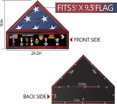 Medium Military Shadow Box with Flag Display Case - Mahogany Finish, 5'x9.5' Variation of THIS listing