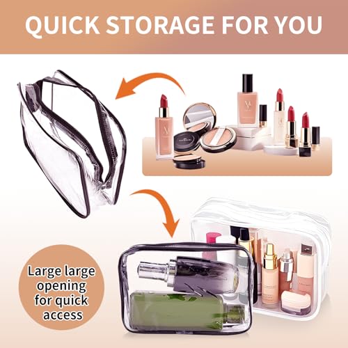Black 24 Pcs Waterproof TSA Approved Clear Toiletry Bags for Travel
