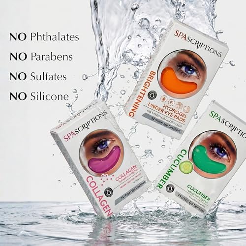Hydrogel Cucumber Under Eye Patches Pack of 6 - Cooling Hydrating Eye Masks for Dark Circles Puffiness Wrinkles - 24 Pairs