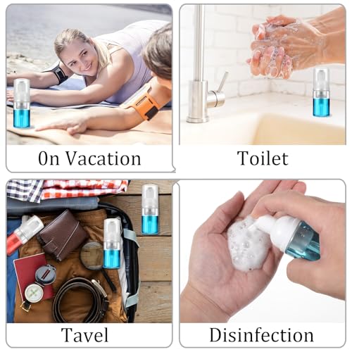 24 Pcs Foam Pump Bottle Travel 30 ml/1 oz Small Size Mousse Foam Soap Dispenser Clear Plastic Empty Refillable Pump Containers Mini Foaming Soap Dispenser for Face Wash Lash Shampoo Skin Care