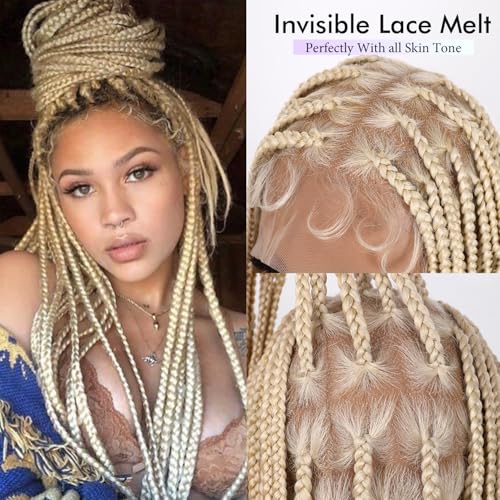 Lady Miranda Full Lace Box Braid Wig for Black Women, 34-Inch Natural-Looking Synthetic Hair