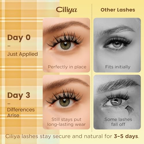 Self Adhesive Eyelashes Cluster, 10-16mm Wispy Pre Glued Lash Clusters Multi-Day Wear No Glue Needed DIY Eyelash Extensions, Extended Hold Press on Lashes Waterproof & Reusable