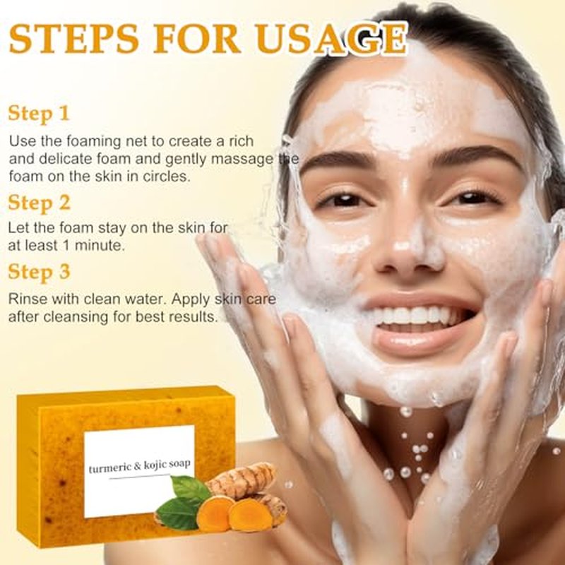 Lemon Turmeric Soap, Turmeric Soap Bar for Face £¦ Body, Natural turmeric Handmade soap for All Skin Types (2pcs)