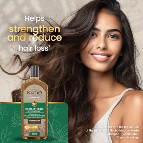 Tio Nacho Mexican Herbs Shampoo, Strengthening Hair Care with Royal Jelly, Ginseng, Wheat and Jojoba Oil, Honey Scented-14 Fl Oz