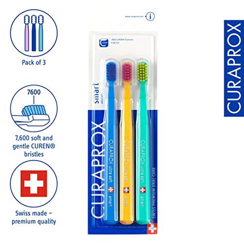 Curaprox CS Smart Toothbrush 3-Pack - Small Head, Gentle, Swiss Made