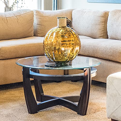 26 Inch Round Tempered Glass Table Top with 1/2 Inch Beveled Edges – Heavy-Duty, Easy to Clean