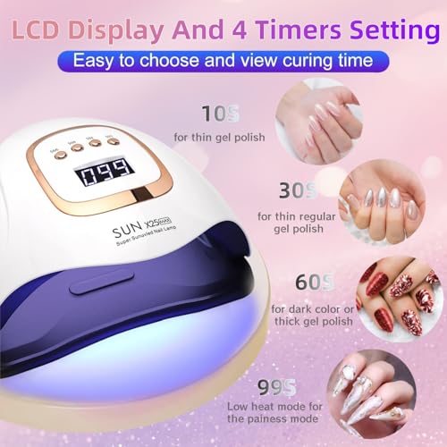 380W UV LED Nail Lamp with 81 Beads, Fast Curing Gel Polish, 4 Timer Settings