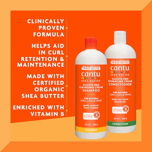 Cantu Shampoo & Conditioner with Shea Butter for Natural Hair, 1L (Pack of 2)