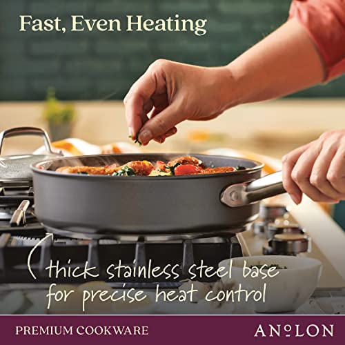 12-Inch Hard Anodized Nonstick Deep Frying Pan with Lid & Helper Handle