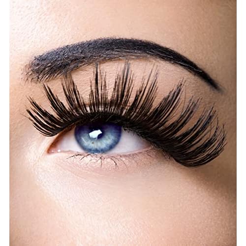 Alluring Synthetick Mink Lashes Reusable 3D Strip False Eyelashes Hand-made Cat-Eye, Fun Color Lashes - DARK PINK mixed w/Purple/Orange