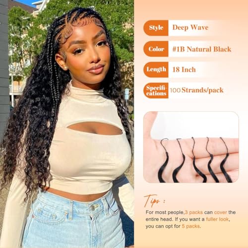 Builson 1b# 18 Inch Human Crochet Hair Feather Crochet Braids - Natural Fullness
