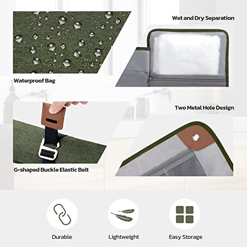 Toiletry Bag for Men, Travel Essentials Travel Toiletry Bag, Water-Resistant Compact Bathroom Roll Organizer for Hygiene, Shaving kit, Gifts for men (4.Army Green(Polyster))