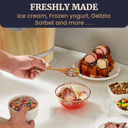 Elite Gourmet 6 Qt Old Fashioned Wooden Bucket Ice Cream Maker - Pine