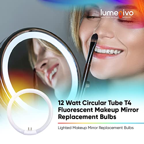 lumenivo 5.5 Inch Outside Diameter, T4 12W 6400K Circular Fluorescent Bulb, Replacement for Conair Round Makeup Mirror - 2 Pack