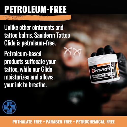 Saniderm Dreamsicle Tattoo Glide 4oz - Natural Orange & Vanilla Scented, Petroleum-Free, Skin Nourishing