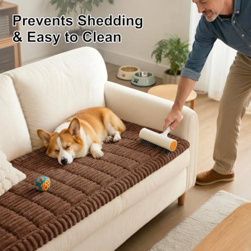 Pet Couch Cover for Dogs - Non Slip Washable Sofa Protector 35.4x95 Brown