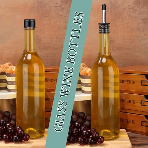20-Pack Long Neck Glass Wine Bottles with Pourers - 750ml Bar Liquor Storage Set - Variation of THIS listing 20