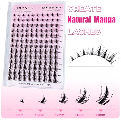 Fairy Lash Clusters Manga Eyelashes C Curl Invisible Band Eyelash Clusters Easy to Apply Wispy Anime Spiky Lashes Natural Volume Lash Extensions Reusable Individual Lashes for Soft Dramatic Look