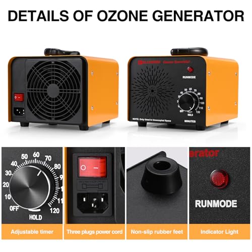High-Capacity 80,000mg/h Ozone Air Purifier for Odor Removal - Home, Kitchen, Car & Office
