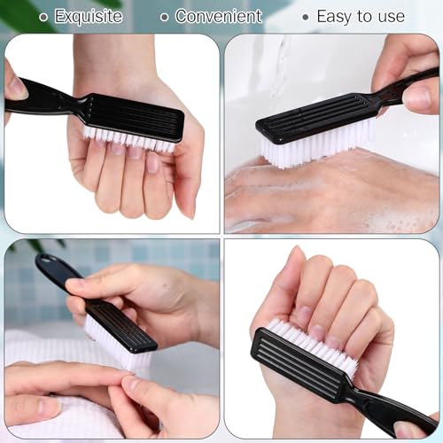 Patelai 100 Pieces Black Handle Grip Nail Brushes for Cleaning Nails & Toes