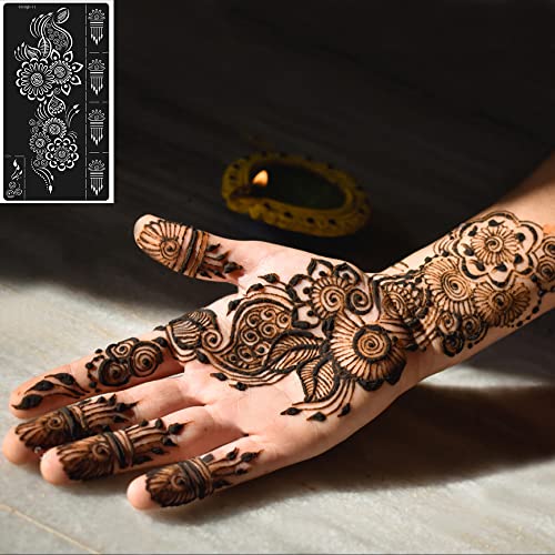 Henna Tattoo Stencils kit,Temporary Tattoos Stencils Reusable Henna Tattoo kit for Hand Forearm Airbrush Tattooing Template, Indian Temporary Tattoo Stickers