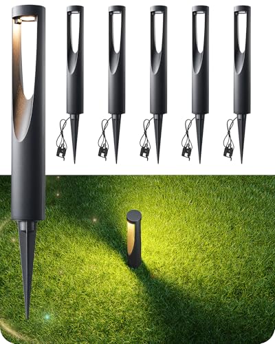 EDISHINE Low Voltage Landscape Path Lights 6 Pack - Modern Durable Garden Lighting