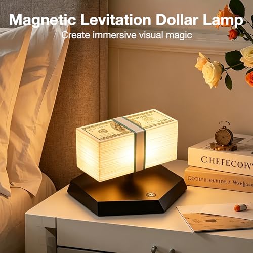 Floating Money Lamp with Magnetic Levitation - 3 Color Desk Light for Office & Gaming Room