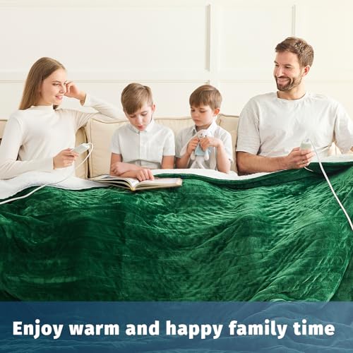 Moss King Size Electric Heated Blanket with Dual Control, 10 Levels & Auto Off