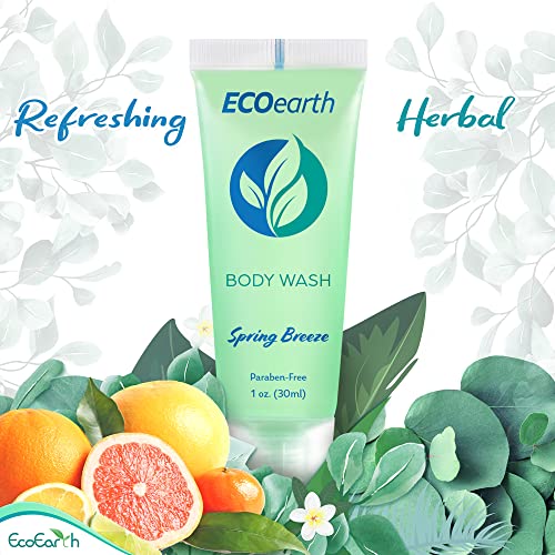 EcoEarth Travel Size Body Wash 1 Fl Oz Pack of 100 Spring Breeze Hotel Toiletries
