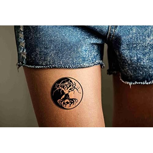 6 Sheets Temporary Tattoos of a Symbol Yin and Yang Druidic Yggdrasil Tree Temporary tattoo Neck Arm Chest for Women Men Adults Jewelry Tattoo