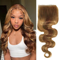 ALHER Honey Blonde Highlight 4x4 Lace Closure Human Hair 10 Inch Body Wave