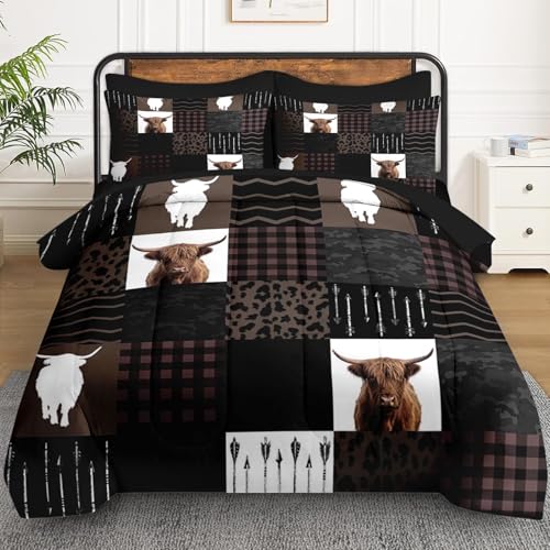 WeCozy Highland Cow King Comforter Set with Sheets (7 Pieces) - Premium Microfiber Bedding