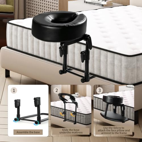Adjustable Massage Headrest for Bed with Armrest Support - Black