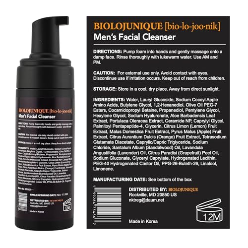 Hydrating Foaming Facial Cleanser for Men - Sensitive Skin, Anti-Aging Peptides, Ceramides, 150mL