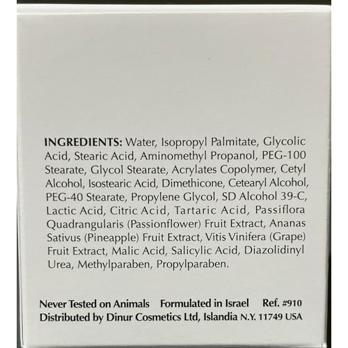 Dinur Cosmetics Glyco Complex Day Treatment Lightweight Moisturizing Cream with Glycolic Acid Exfoliating & Hydrating Formula for Smoother Radiant Skin Ideal for Use Under Makeup or Alone 2 OZ