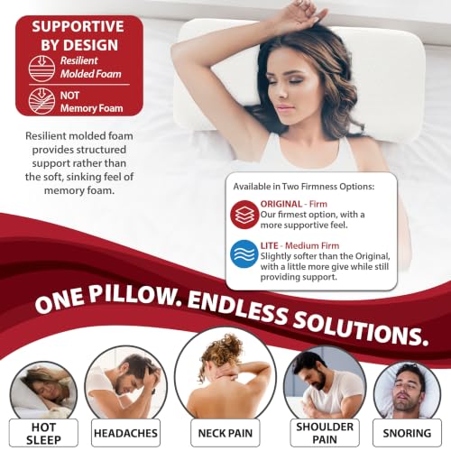 Ergonomic Cervical Pillow for Neck Pain Relief - Firm, Average, White