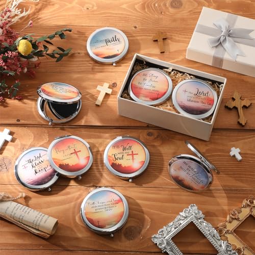 RattanView 36 Pcs Christian Compact Mirrors Gifts for Women Bulk Religious Pocket Mirror with Bible Verse Inspirational Scripture Quote Church Gifts for Ladies Church VBS Sunday School