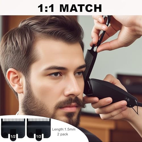 Compatible with Wahl 1/2 Clipper Guard,2 Pack Guards Replacement Fits for Wahl 1/16 Clipper Guard,Attachment Number #1/2-1/16''(1.5mm),Black.