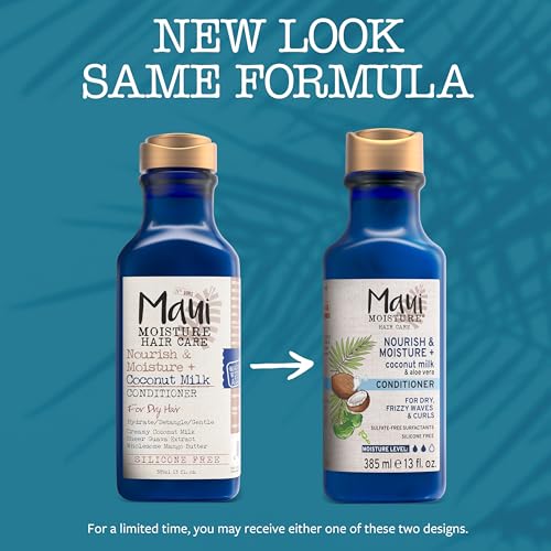 Maui Moisture Nourish & Moisture + Coconut Milk Conditioner to Hydrate and Detangle Curly Hair, Lightweight Daily Moisturizing Conditioner, Vegan, Silicone & Paraben-Free, 13 fl oz