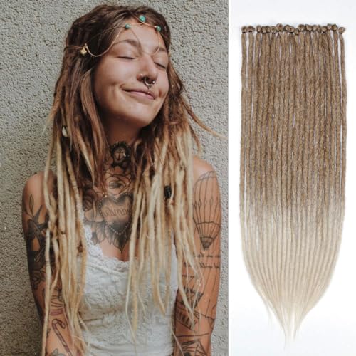 Kraler Thick Dreadlock Extensions - 40 Strands, Brown to Blonde, 24 Inch