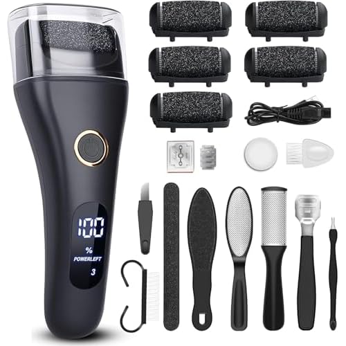 Electric Foot File Callus Remover for Feet - 3pcs Larger Grinding Head Pedicure Kit Foot Scrubber Deadskin Callus Remover, Foot Care Kit Pedicure Tools for Dead Skin Callus Hardskin Dry Cracks