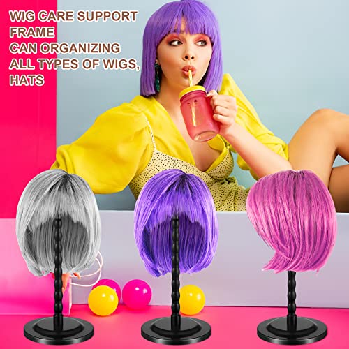 Reginary Black Wig Stand Set - 8 Pcs Display & Storage for Wigs, Hats & Cosplay Masks