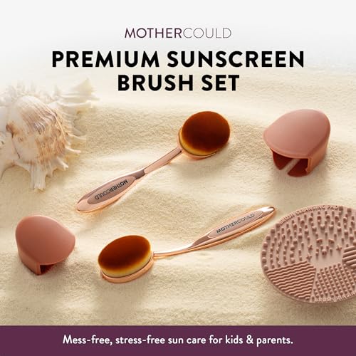 MotherCould Rose Gold Sunscreen Brush Set for Kids & Baby - 2 Soft Brushes, Travel-Friendly